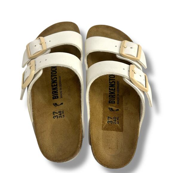 Birkenstock Women's Arizona Birko-Flor Sandals Size 37 US Size 6 Beige Cream EUC - Picture 11 of 13